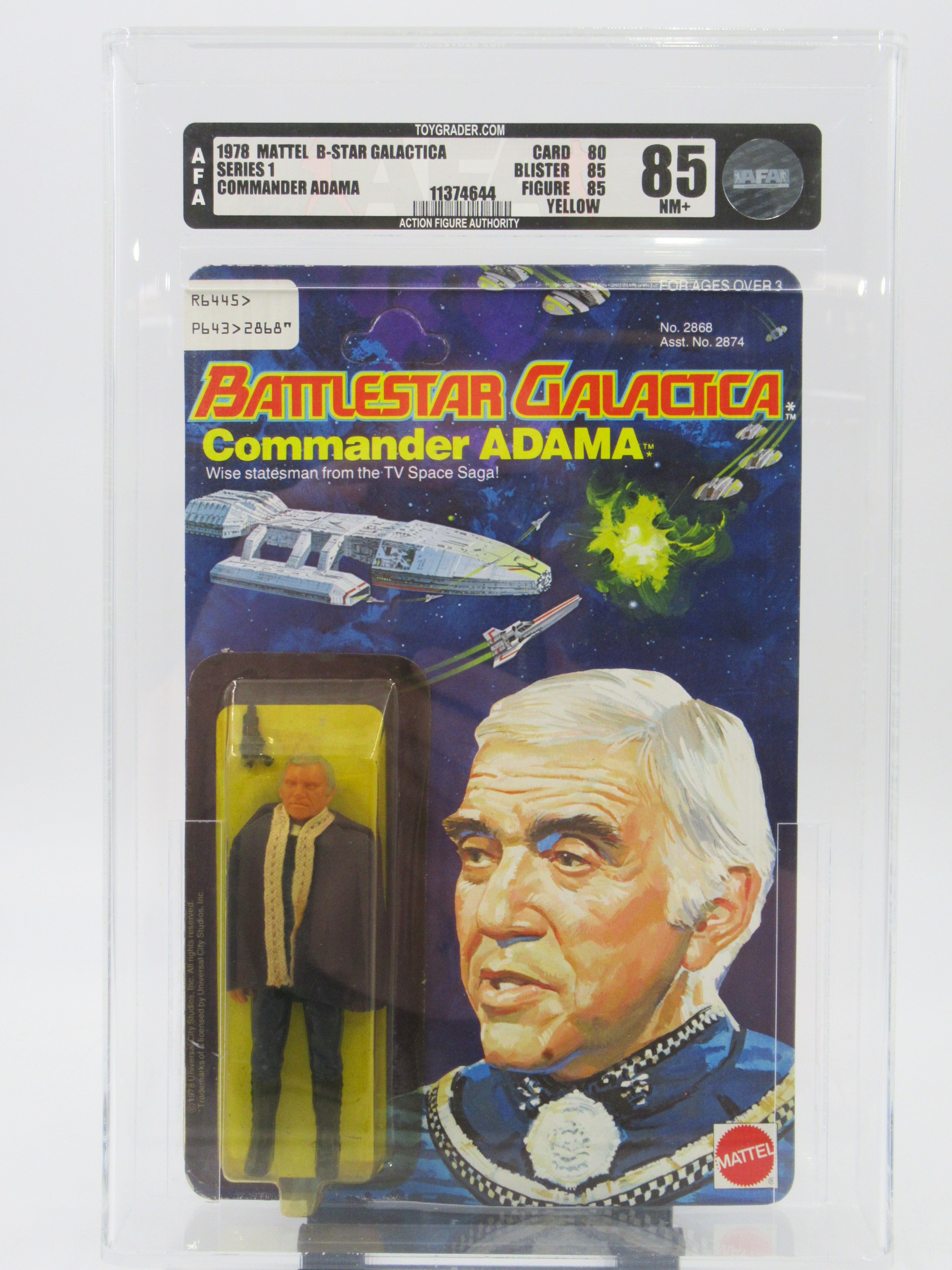 BATTLESTAR GALACTICA Commander Adama Graded Action Figure (AFA 85 NM+) - Mattel (1978) Vintage Toy